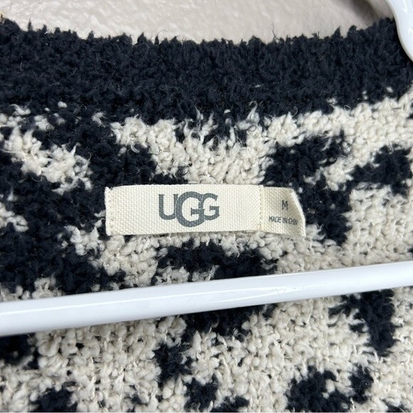 UGG Leopard Print Phoebe Wrap Cardigan fluffy oversized sweater knit size medium - Picture 6 of 7